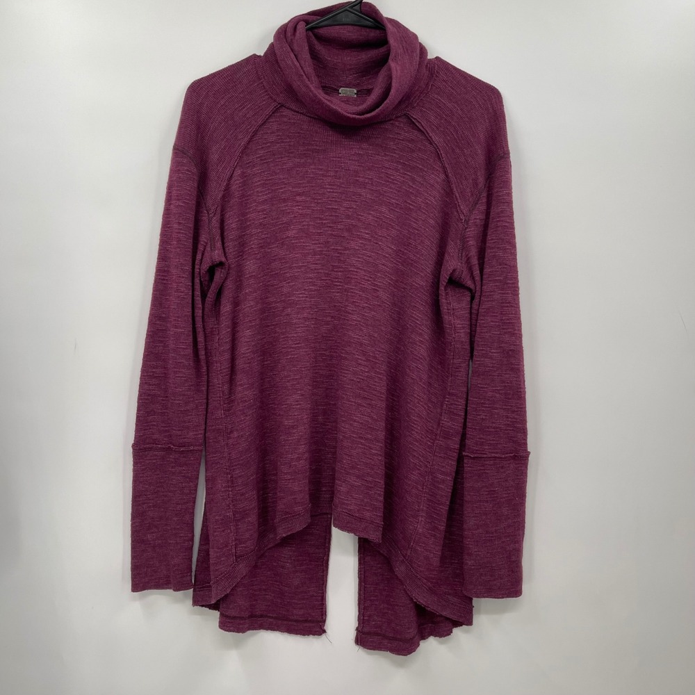 Free People Women's Tunic Top Cowl Neck Long Sleeve Casual Purple Knit S